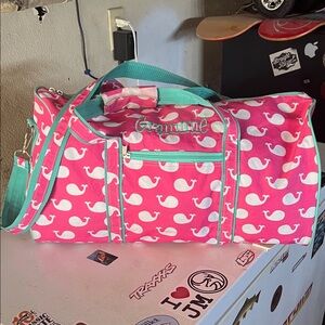 Pink‎ and White Whale Print Duffel Bag “GRAMMIE”